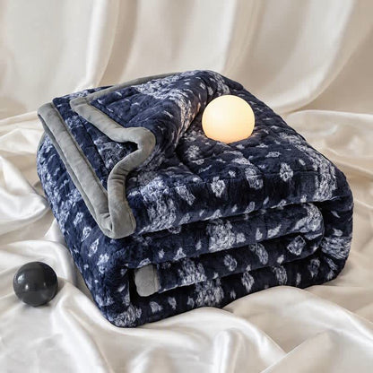 Soffice coperta trapuntata con fiocchi di neve blu - image 5