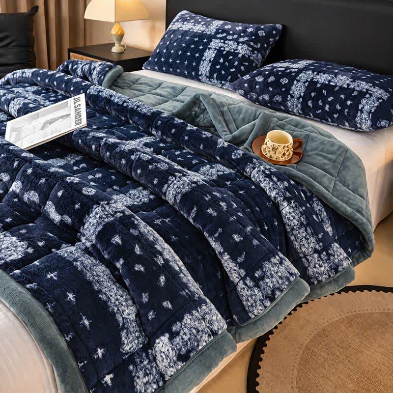 Soffice coperta trapuntata con fiocchi di neve blu - Blu - 2 federe - 48cm x 74cm - image 2