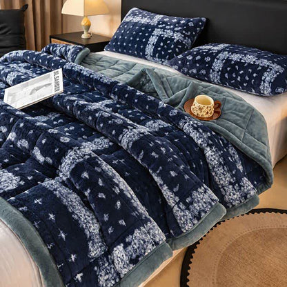 Soffice coperta trapuntata con fiocchi di neve blu - Blu - 2 federe - 48cm x 74cm - image 2