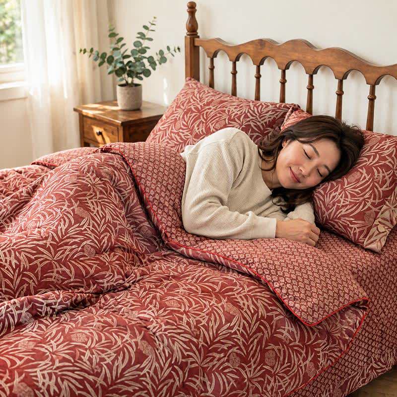 Trapunta reversibile in cotone con motivo floreale botanico - image 9