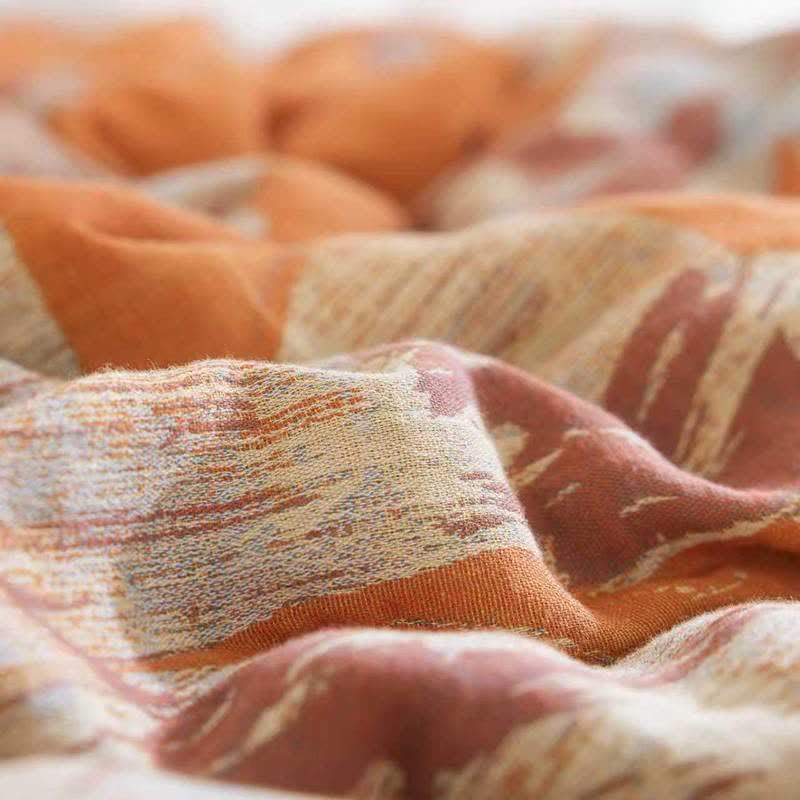 Trapunta reversibile in cotone con fiori arancioni e blu - image 9