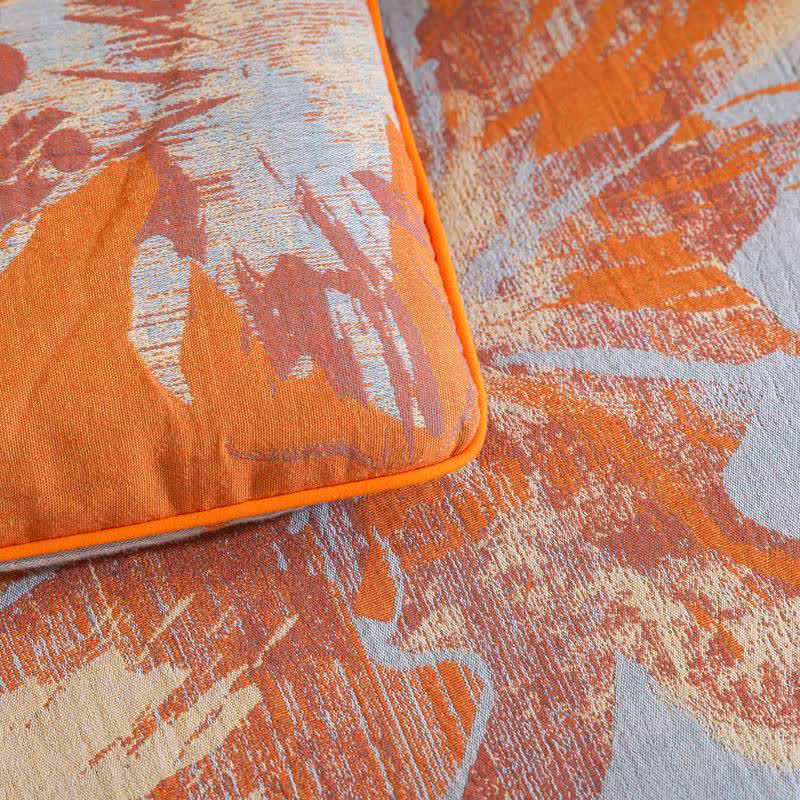 Trapunta reversibile in cotone con fiori arancioni e blu - image 6