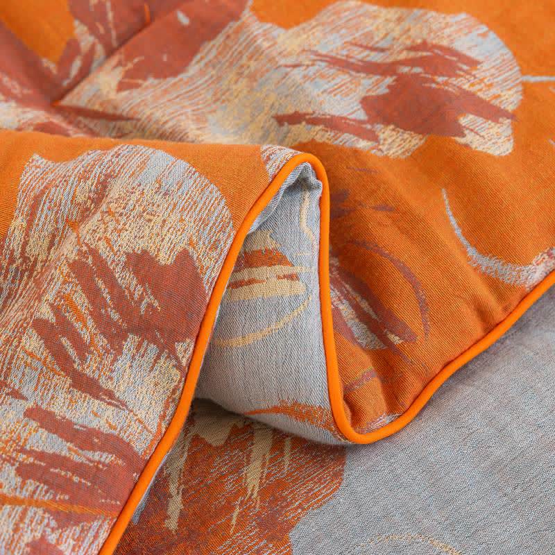 Trapunta reversibile in cotone con fiori arancioni e blu - image 18