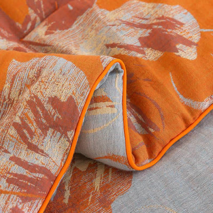 Trapunta reversibile in cotone con fiori arancioni e blu - image 18
