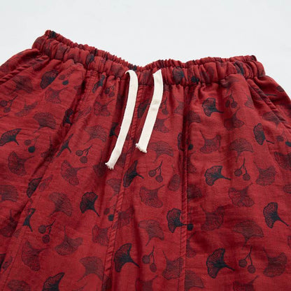 Pantaloni harem vintage in cotone con foglie di ginkgo - image 2