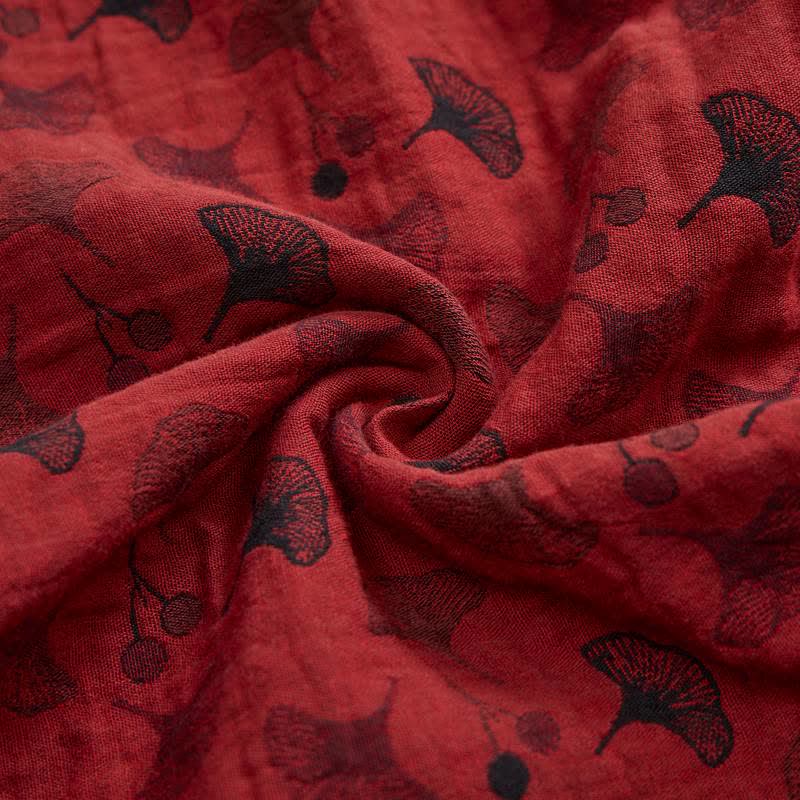 Pantaloni harem vintage in cotone con foglie di ginkgo - image 7