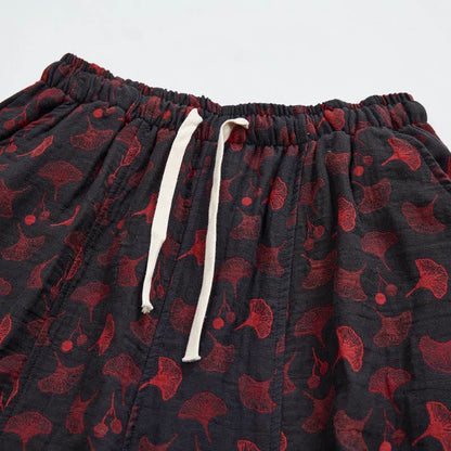 Pantaloni harem vintage in cotone con foglie di ginkgo - image 11