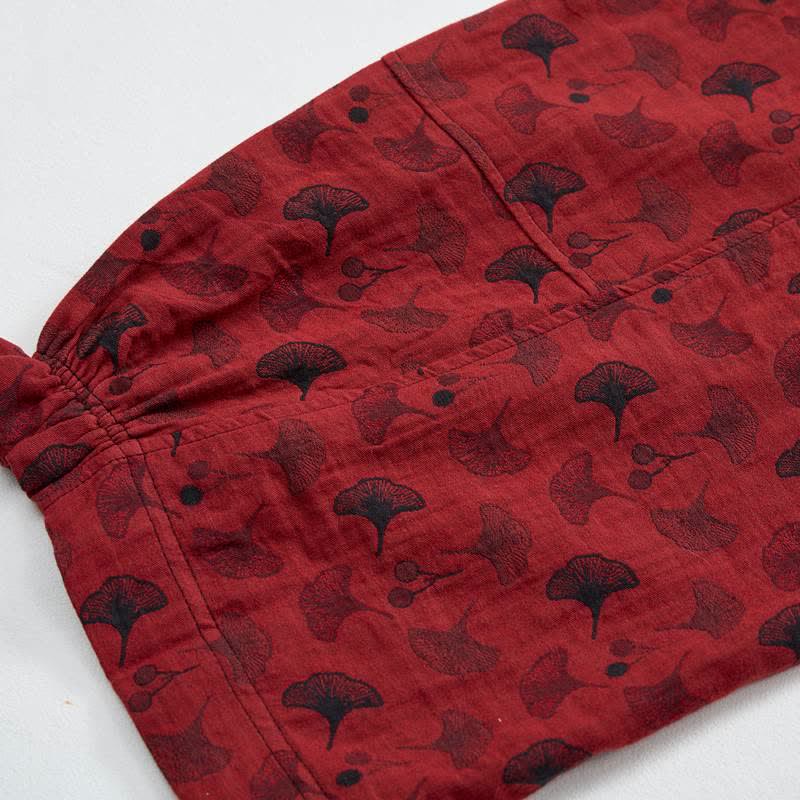 Pantaloni harem vintage in cotone con foglie di ginkgo - image 6