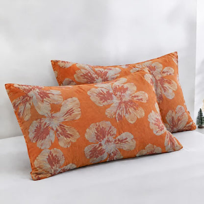 Trapunta reversibile in cotone con fiori arancioni e blu - Arancione e blu - 2 federe - 50cm x 50cm x 37" - image 19
