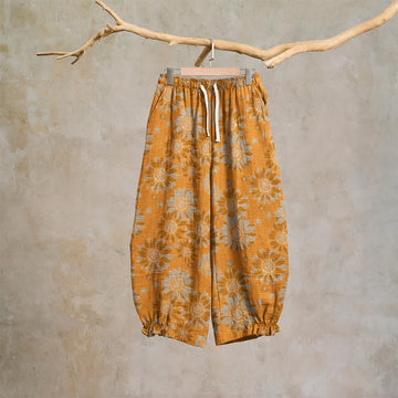 Pantaloni da casa vintage in cotone color girasole - Arancia - XL - image 0