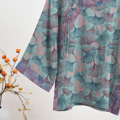 Set pigiama in stile cinese con foglie di ginkgo - image 3