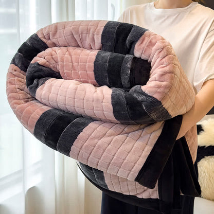 Morbida coperta con motivo a righe geometriche a griglia. - Rosa - 79" x 91" - image 10
