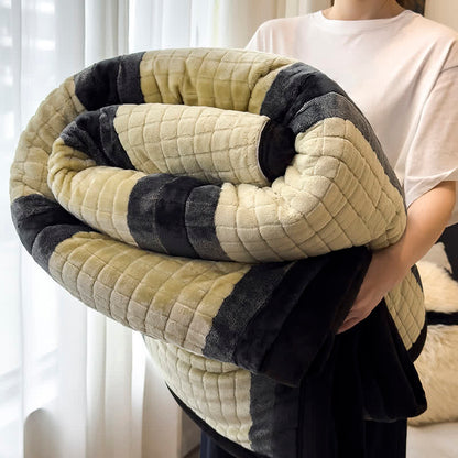Morbida coperta con motivo a righe geometriche a griglia. - Verde - 79" x 91" - image 42