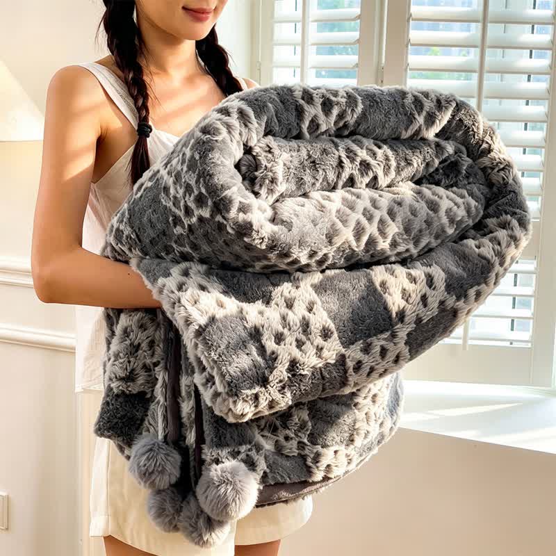 Coperta reversibile a griglia a scacchi - Grigio - 79" x 91" - image 10
