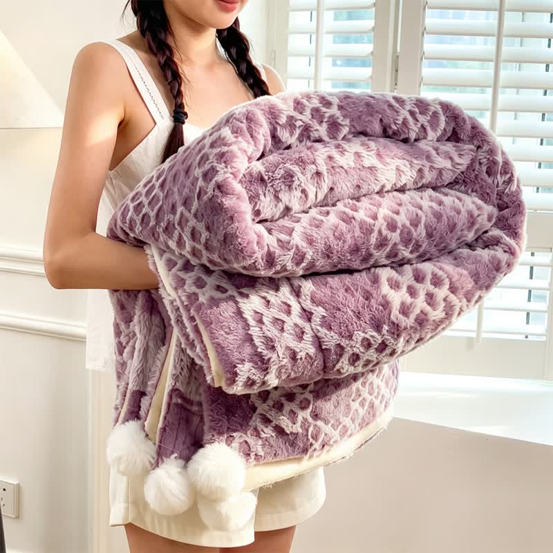 Coperta reversibile a griglia a scacchi - Viola - 79" x 91" - image 36