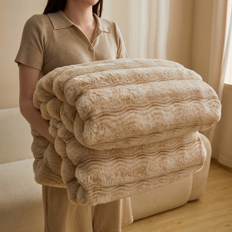 Morbida coperta ondulata e soffice in peluche - Beige e caffè - 79" x 91" - image 23