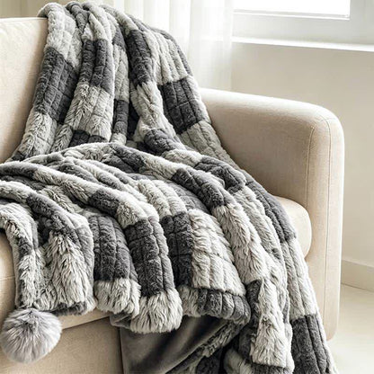 Coperta reversibile moderna con motivo a griglia a blocchi, accogliente e confortevole. - image 22