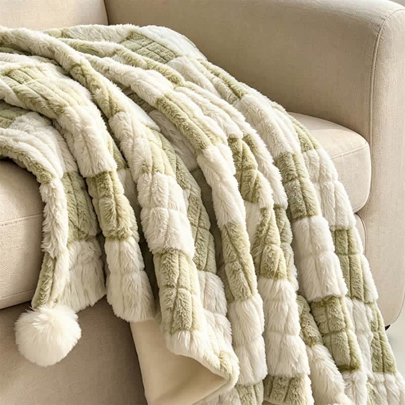 Coperta reversibile moderna con motivo a griglia a blocchi, accogliente e confortevole. - image 38