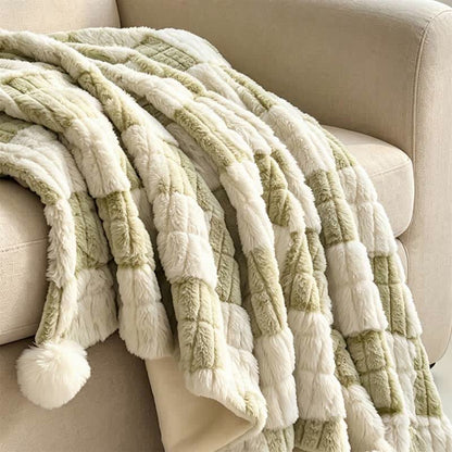 Coperta reversibile moderna con motivo a griglia a blocchi, accogliente e confortevole. - image 38