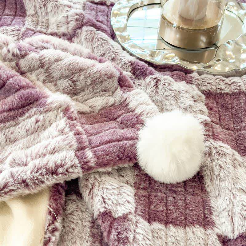 Coperta reversibile moderna con motivo a griglia a blocchi, accogliente e confortevole. - image 49