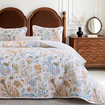 Set di trapunte in cotone con motivo floreale multicolore in stile country - image 1