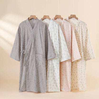 Camicia da notte in garza di cotone a fantasia floreale, ideale per stare in casa. - image 0