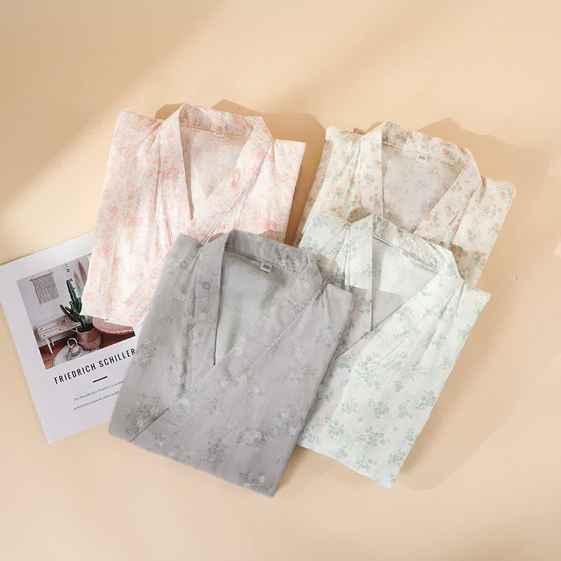 Camicia da notte in garza di cotone a fantasia floreale, ideale per stare in casa. - image 1