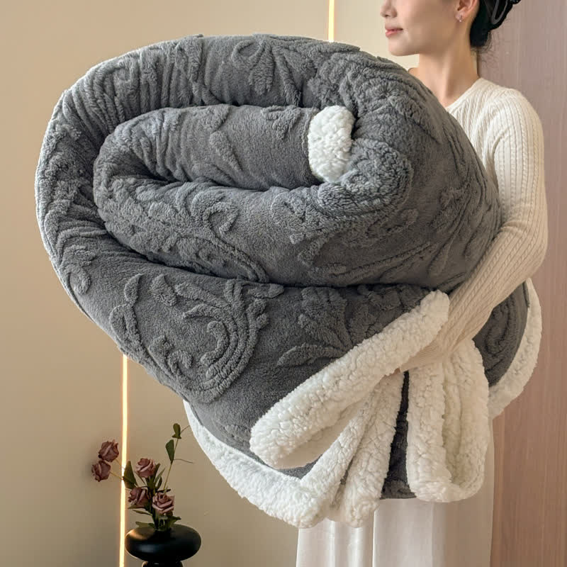 Coperta in morbido sherpa con motivo a rilievo - Grigio scuro - 200cm x 230cm - image 13