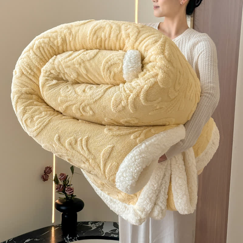 Coperta in morbido sherpa con motivo a rilievo - Giallo - 200cm x 230cm - image 8