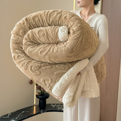Coperta in morbido sherpa con motivo a rilievo - Cammello - 200cm x 230cm - image 23