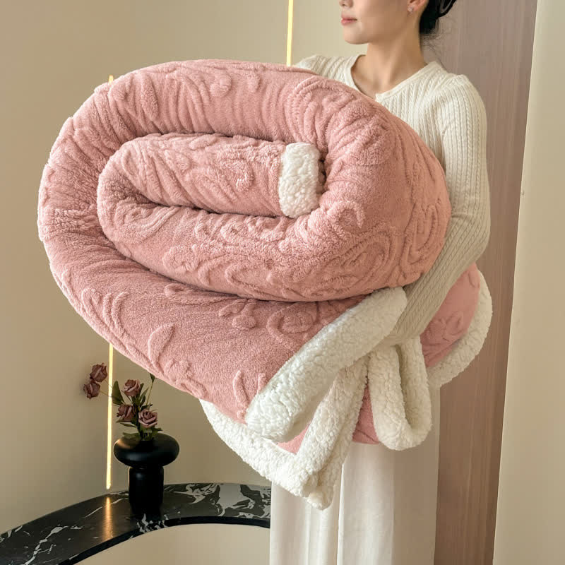 Coperta in morbido sherpa con motivo a rilievo - Rosa - 200cm x 230cm - image 28