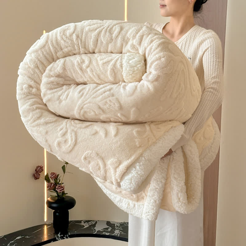 Coperta in morbido sherpa con motivo a rilievo - Beige - 200cm x 230cm - image 0