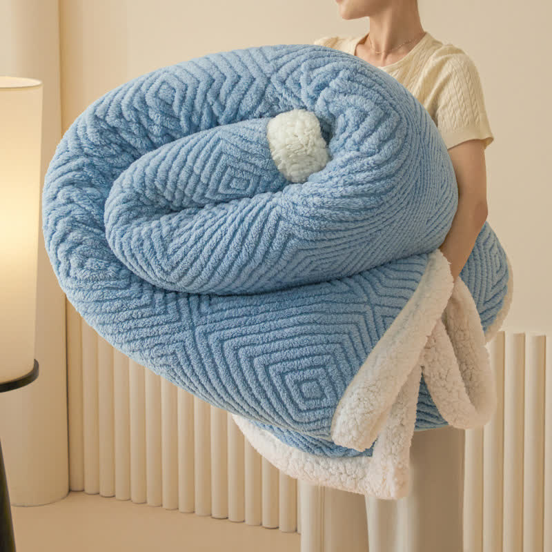 Coperta in sherpa con trama a rombi - Blu - 200cm x 230cm - image 29