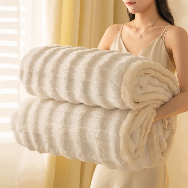 Coperta termica spessa con griglia in rilievo - Bianco - 200cm x 230cm - image 23