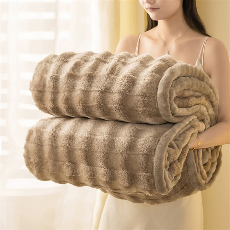 Coperta termica spessa con griglia in rilievo - Caffè - 200cm x 230cm - image 9