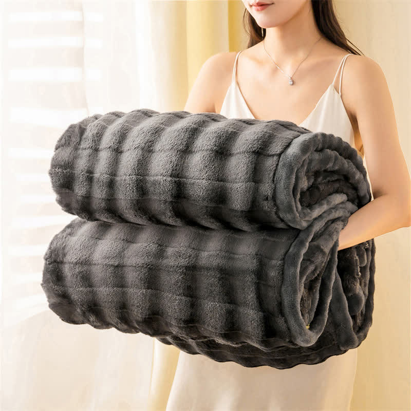 Coperta termica spessa con griglia in rilievo - Grigio scuro - 200cm x 230cm - image 21