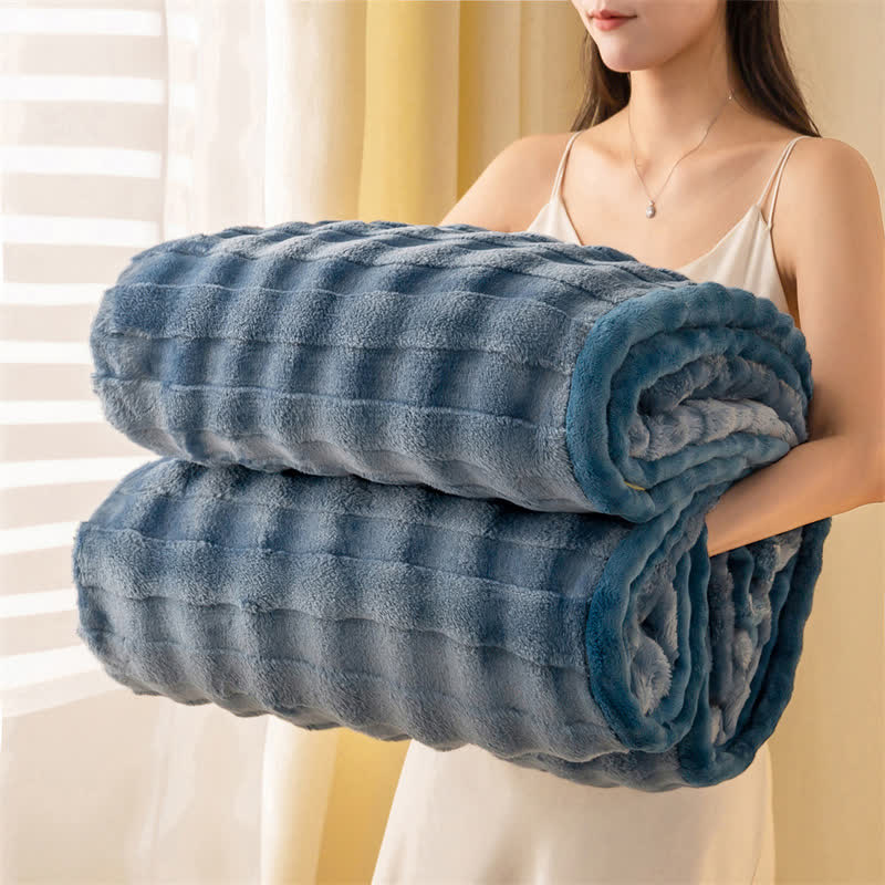 Coperta termica spessa con griglia in rilievo - Blu - 200cm x 230cm - image 0