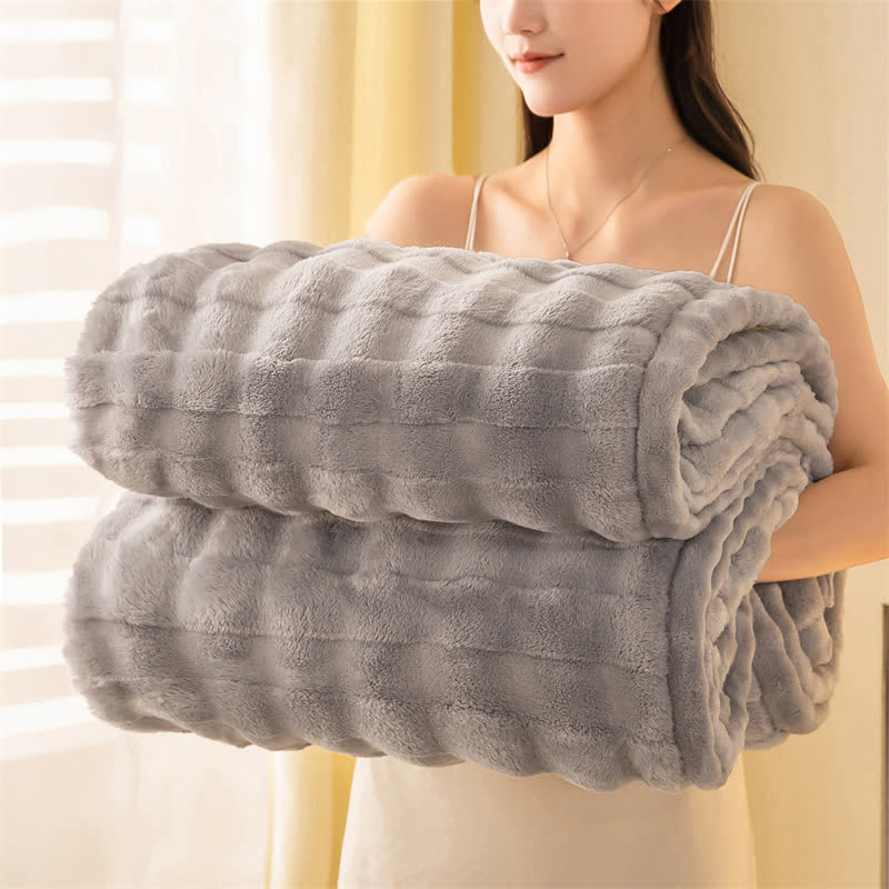 Coperta termica spessa con griglia in rilievo - Grigio chiaro - 200cm x 230cm - image 15