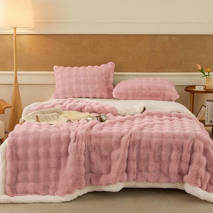 Coperta Sherpa a doppio strato in morbido pile ondulato - Rosa - 2 federe - 48cm x 74cm - image 14
