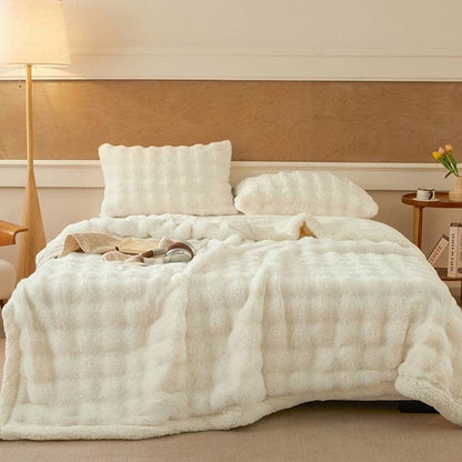 Coperta Sherpa a doppio strato in morbido pile ondulato - Bianco - 2 federe - 48cm x 74cm - image 8