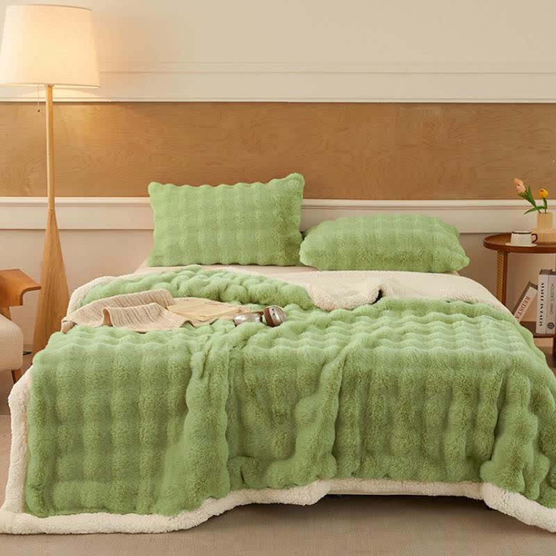 Coperta Sherpa a doppio strato in morbido pile ondulato - Verde - 2 federe - 48cm x 74cm - image 17