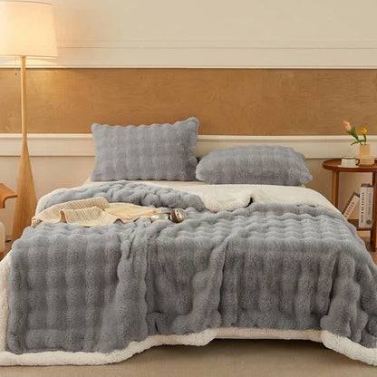 Coperta Sherpa a doppio strato in morbido pile ondulato - Grigio chiaro - 2 federe - 48cm x 74cm - image 12
