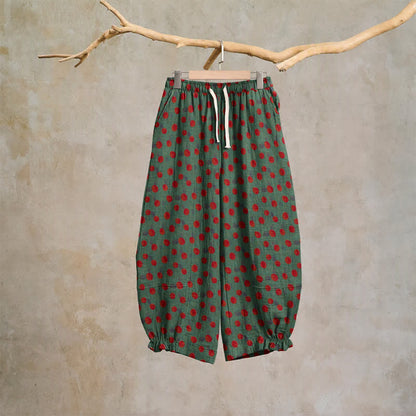 Pantaloni harem in cotone a pois - Verde - XL - image 6