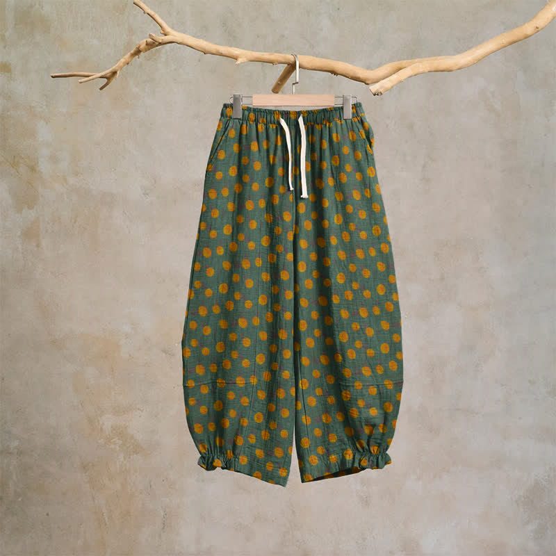 Pantaloni harem in cotone a pois - Verde scuro - XL - image 12