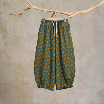 Pantaloni harem in cotone a pois - Verde scuro - XL - image 12