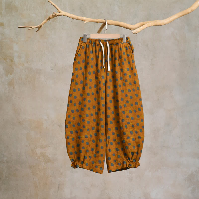 Pantaloni harem in cotone a pois - Giallo - XL - image 18