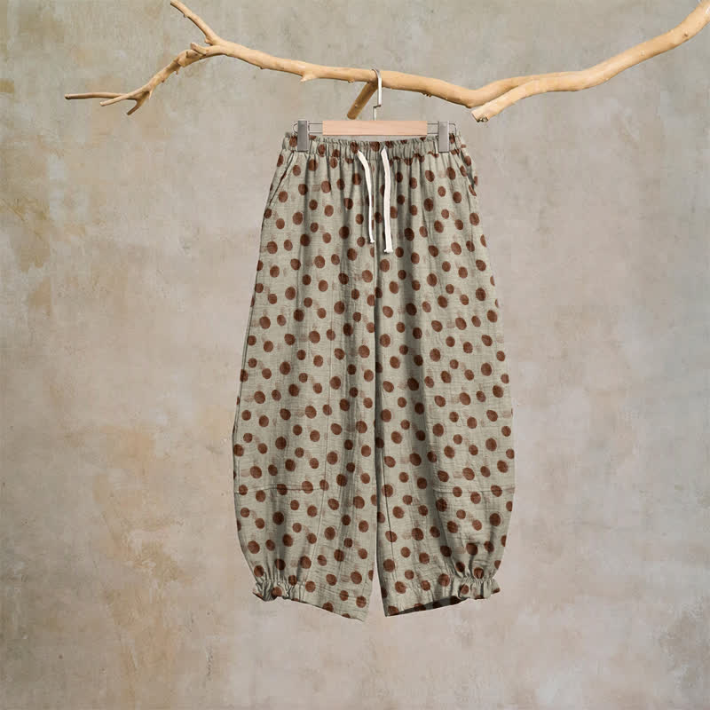 Pantaloni harem in cotone a pois - Beige - XL - image 30