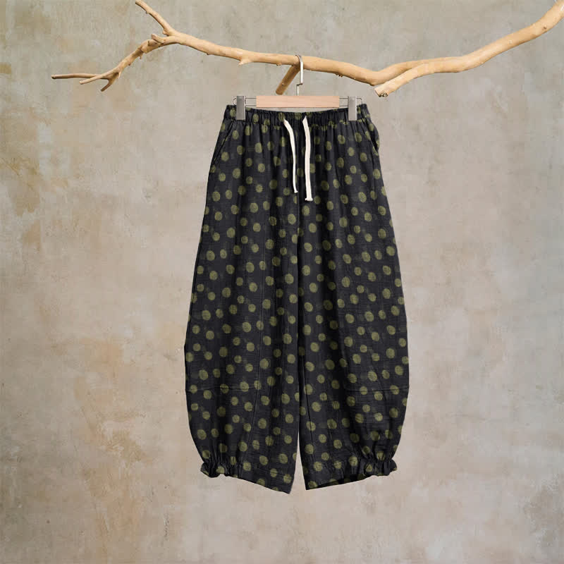 Pantaloni harem in cotone a pois - Nero - XL - image 36