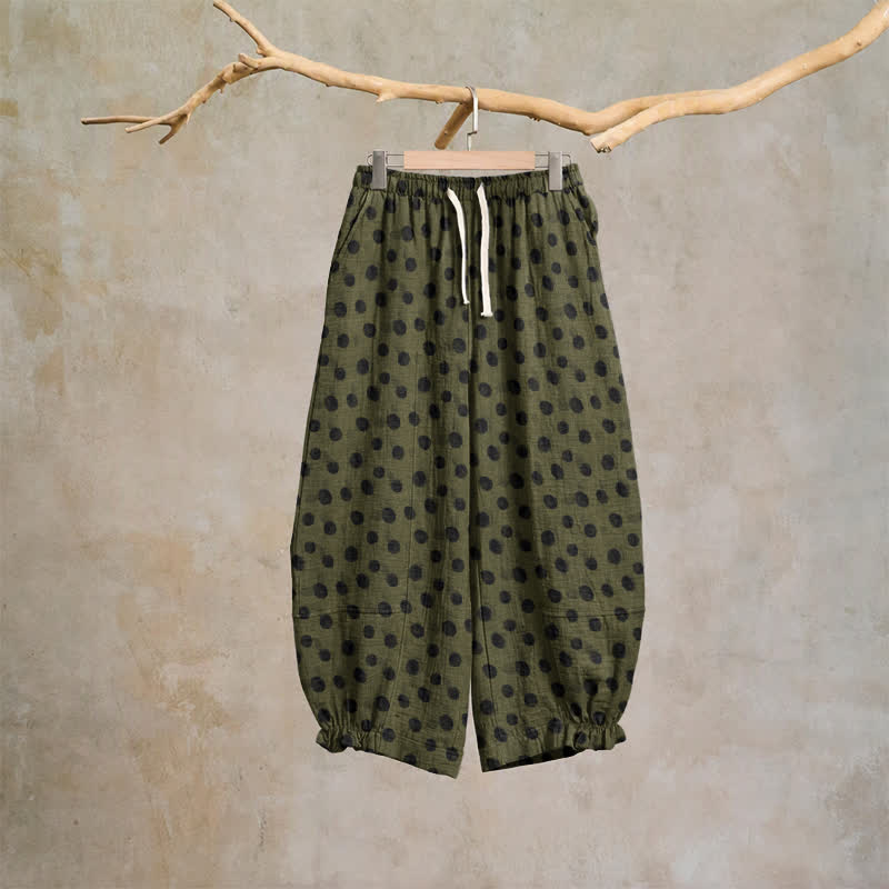 Pantaloni harem in cotone a pois - Grigio e verde - XL - image 42