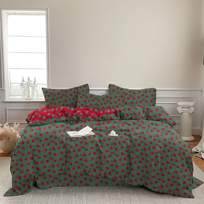 Set di biancheria da letto con copripiumino reversibile in cotone a pois - image 8